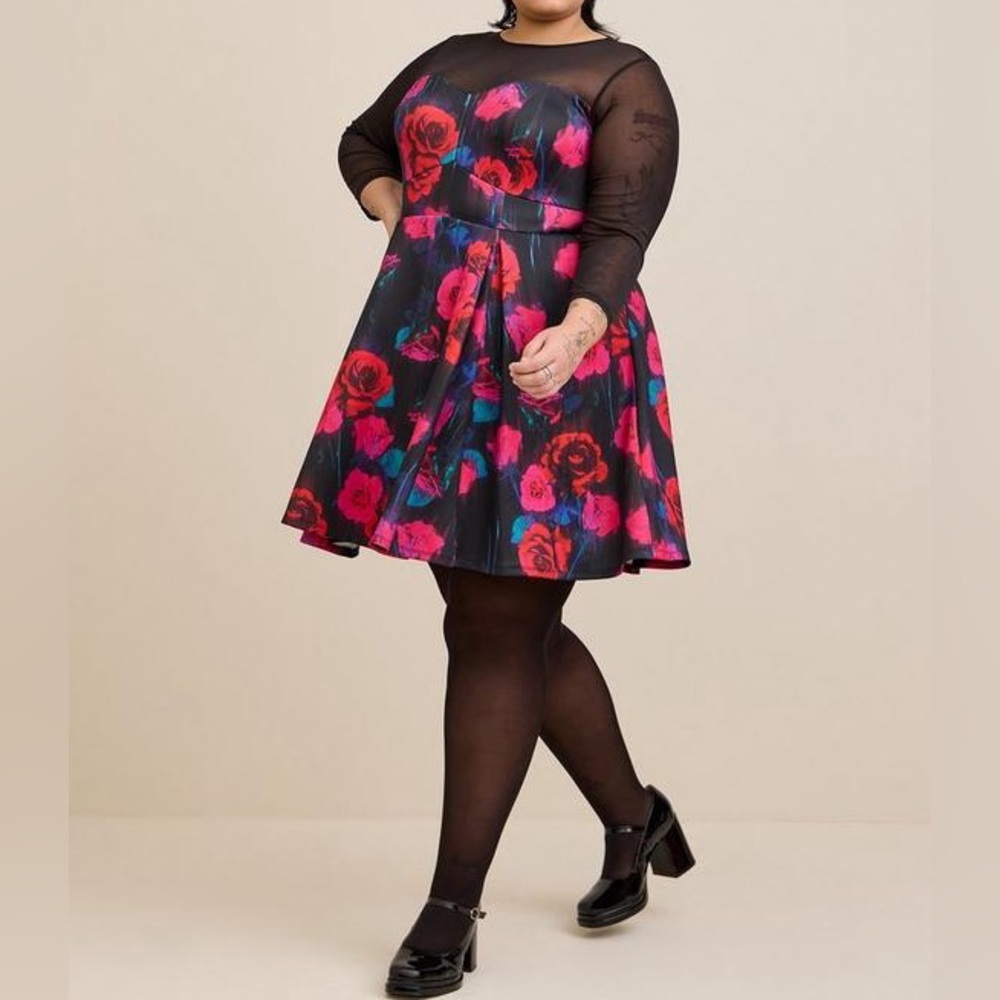 Mini Scuba Illusion Neck Dress